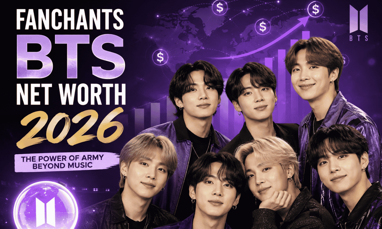 Fanchants BTS net worth 2026 featuring RM, Jin, SUGA, J-Hope, Jimin, V, and Jung Kook