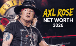 Axl Rose performing on stage with Guns N’ Roses during a live concert
