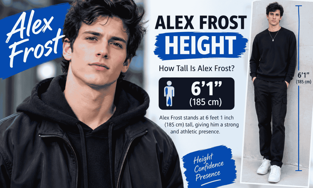 Alex Frost height 5 feet 10 inches 1.78 meters