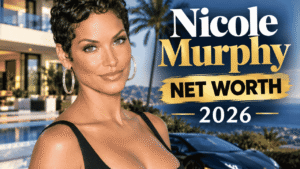 Nicole Murphy portrait illustrating her net worth, modeling career, and business ventures in 2026